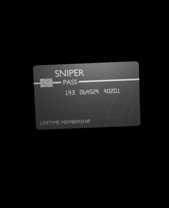 An image displaying a card used to represent a licence to use the Sniper Pass product